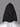 Black cotton fabric HoodieHat with black drawstring and loose fit bandana style. American made hat, adjustable hat, and unisex hood.
